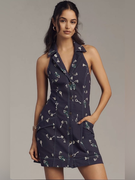 Maeve Dresses & Skirts - Anthropologie Amelia Collared Mini Dress by Maeve Mini Collared Key Print Size M